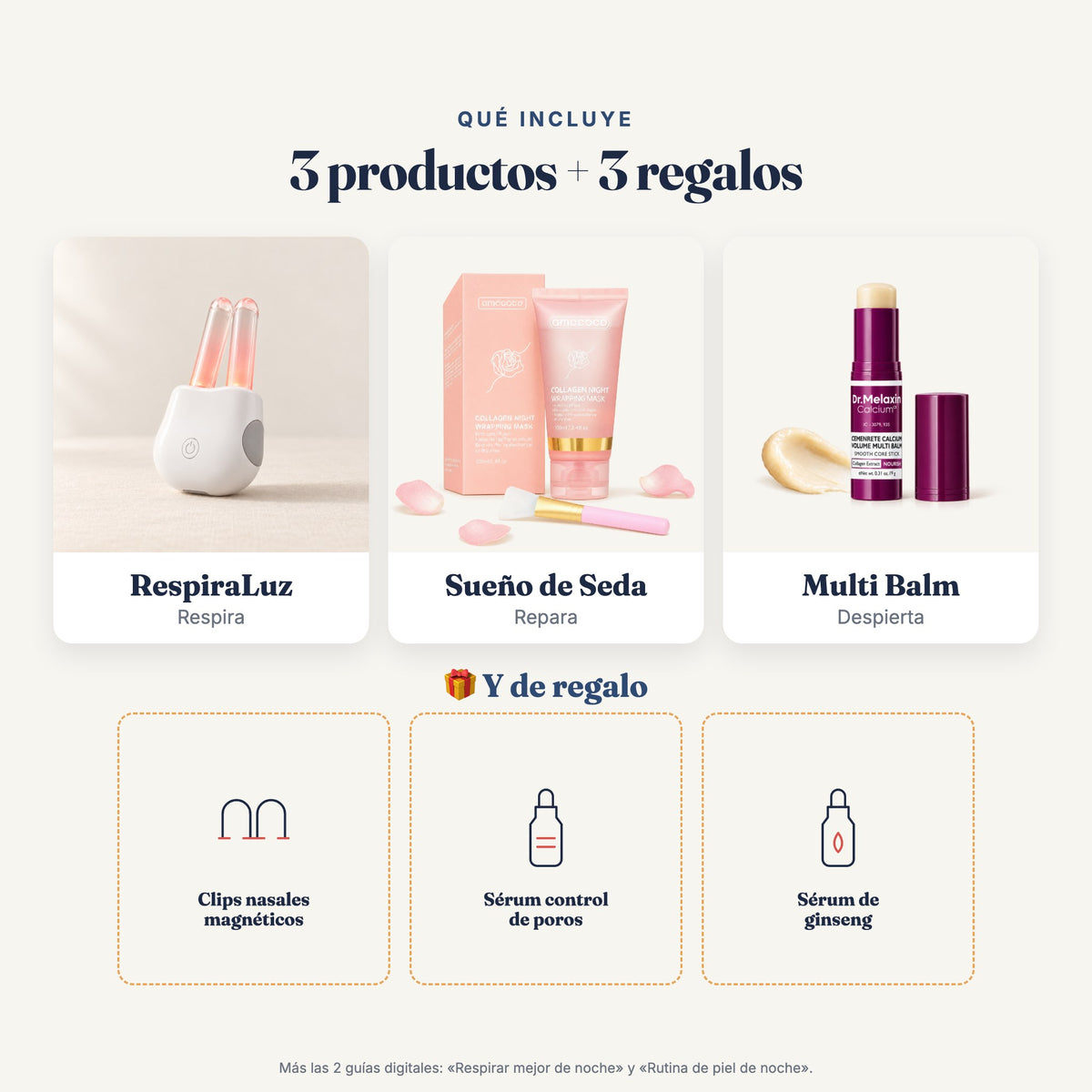Qué incluye: 3 productos y 3 regalos