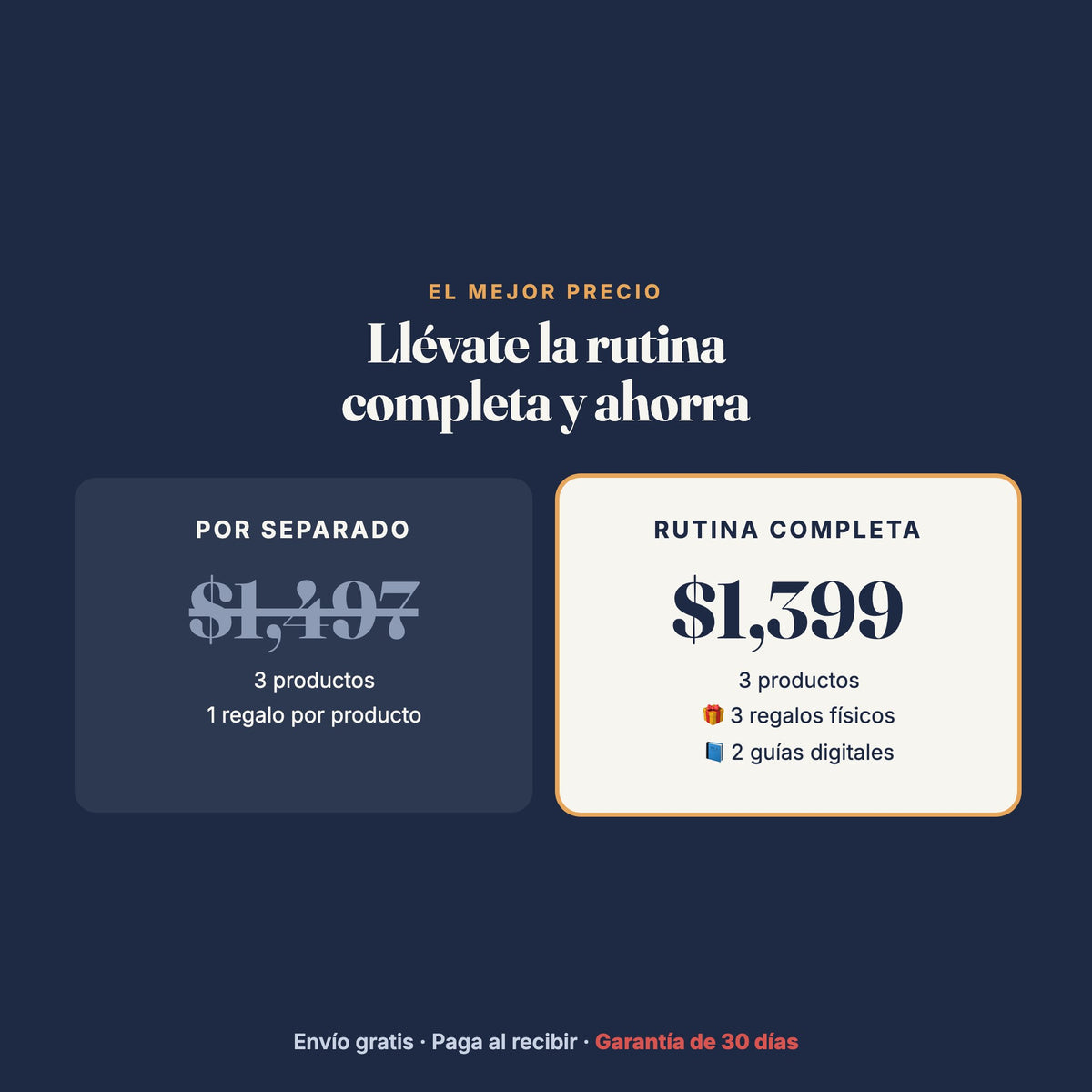 Precio por separado contra rutina completa