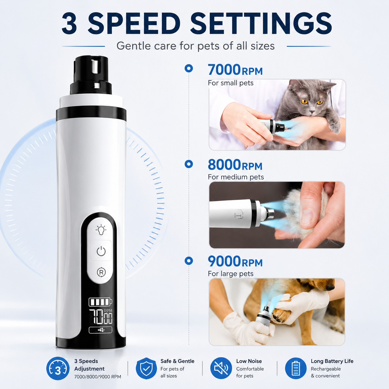 Pet Nail Grinder with LED Light
